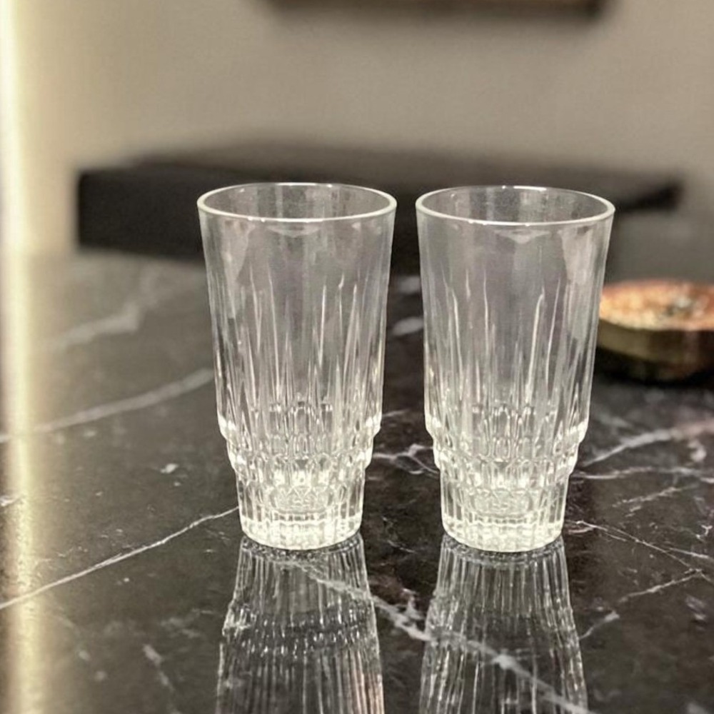 Trevi Italy Leaded Crystal Tumblers, Set Of 2, Vintage Heavy Glasses, Drinkware